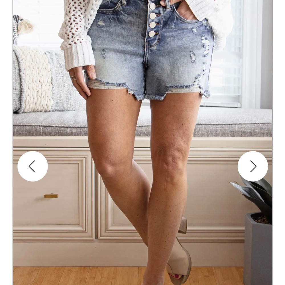 Judy Blue Light Wash Distressed High-Rise Button-Fly Jean Shorts
